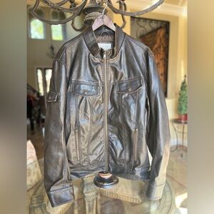 Sonoma Life Style Faux Leather Dark Brown Mens Jacket Size Large dark brown